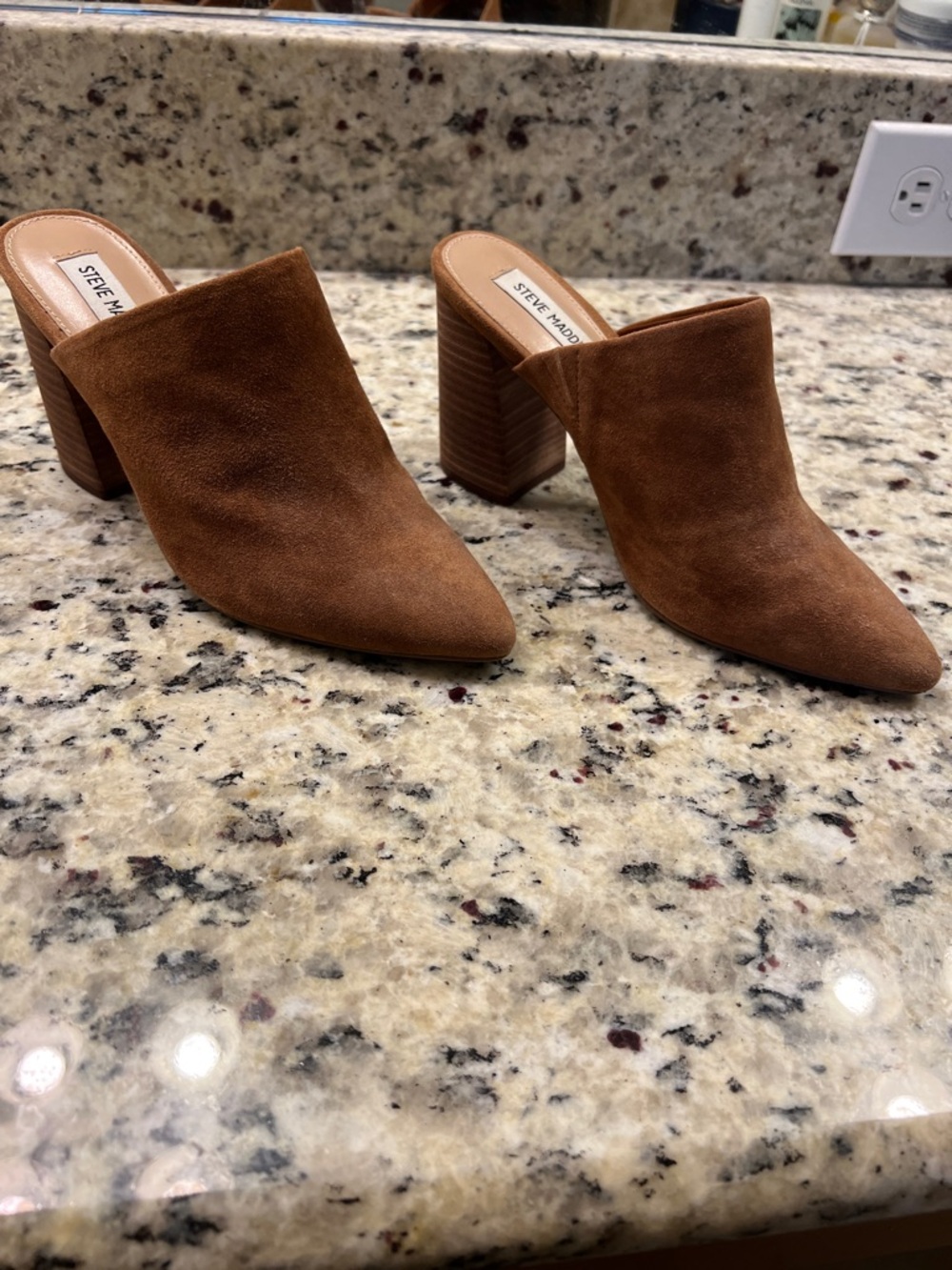 Steve Madden Brown Suede Pointed-Toe Mule Heels